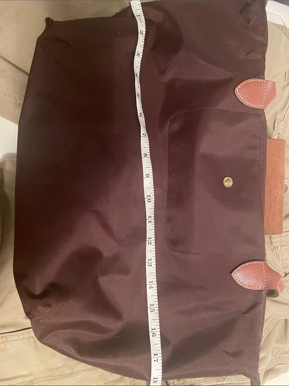 Longchamp Brown Nylon Tote with Tan Leather Trim - Picture 11 of 11